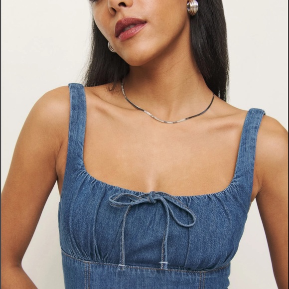 Reformation Balia Denim Midi Dress Blue - Size 6 - Picture 2 of 2